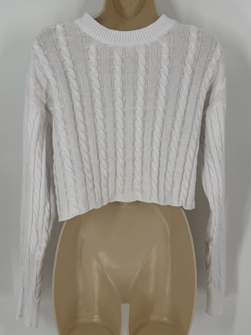 Aerie 100% Cotton Cable Knit Cropped Sweater M Preppy Coastal Beach Festival - Picture 5 of 10